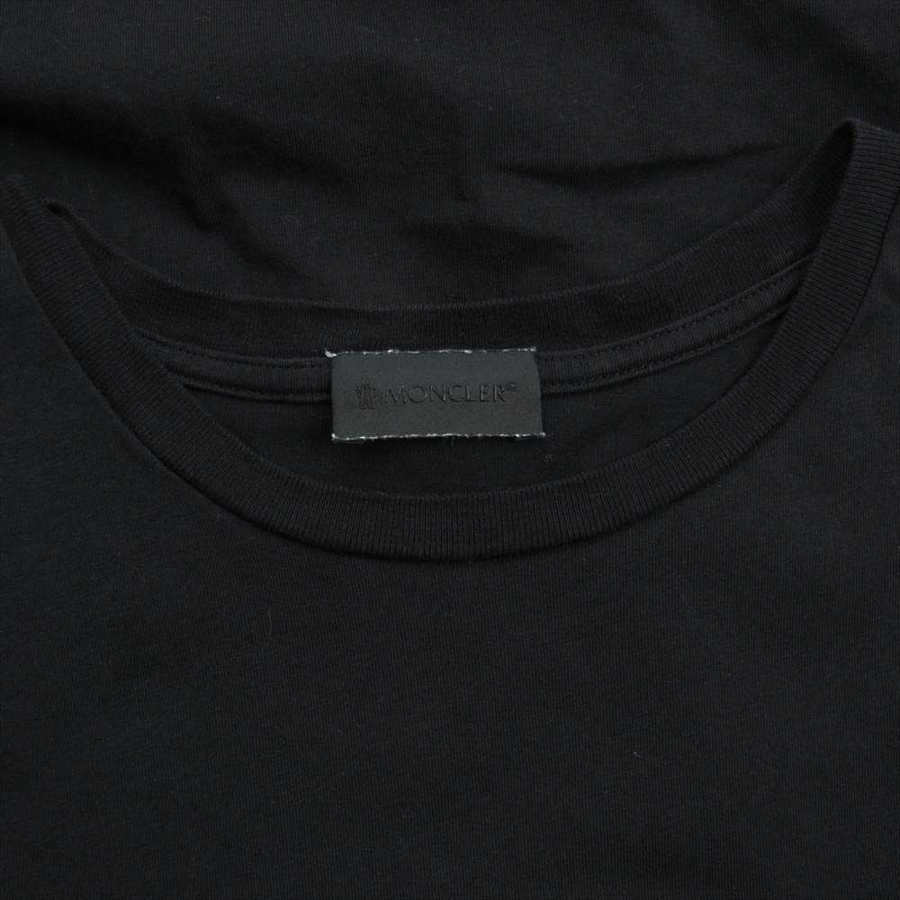 MONCLER モンクレール G10918D71510 国内正規品  MAGLIA GIROCOLLO 袖ライン 縦ロゴ 長袖 クルーネック Tシャツ ブラック系 M【中古】