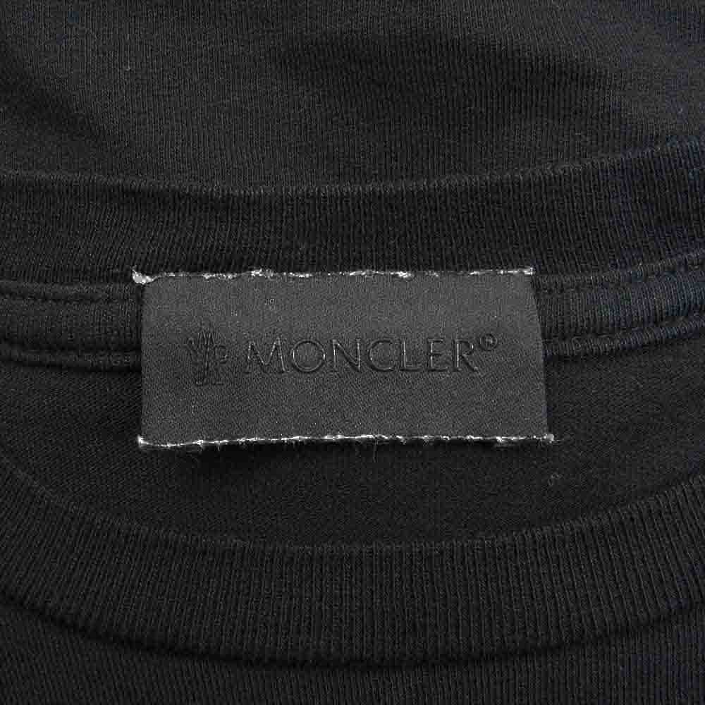 MONCLER モンクレール G10918D71510 国内正規品  MAGLIA GIROCOLLO 袖ライン 縦ロゴ 長袖 クルーネック Tシャツ ブラック系 M【中古】