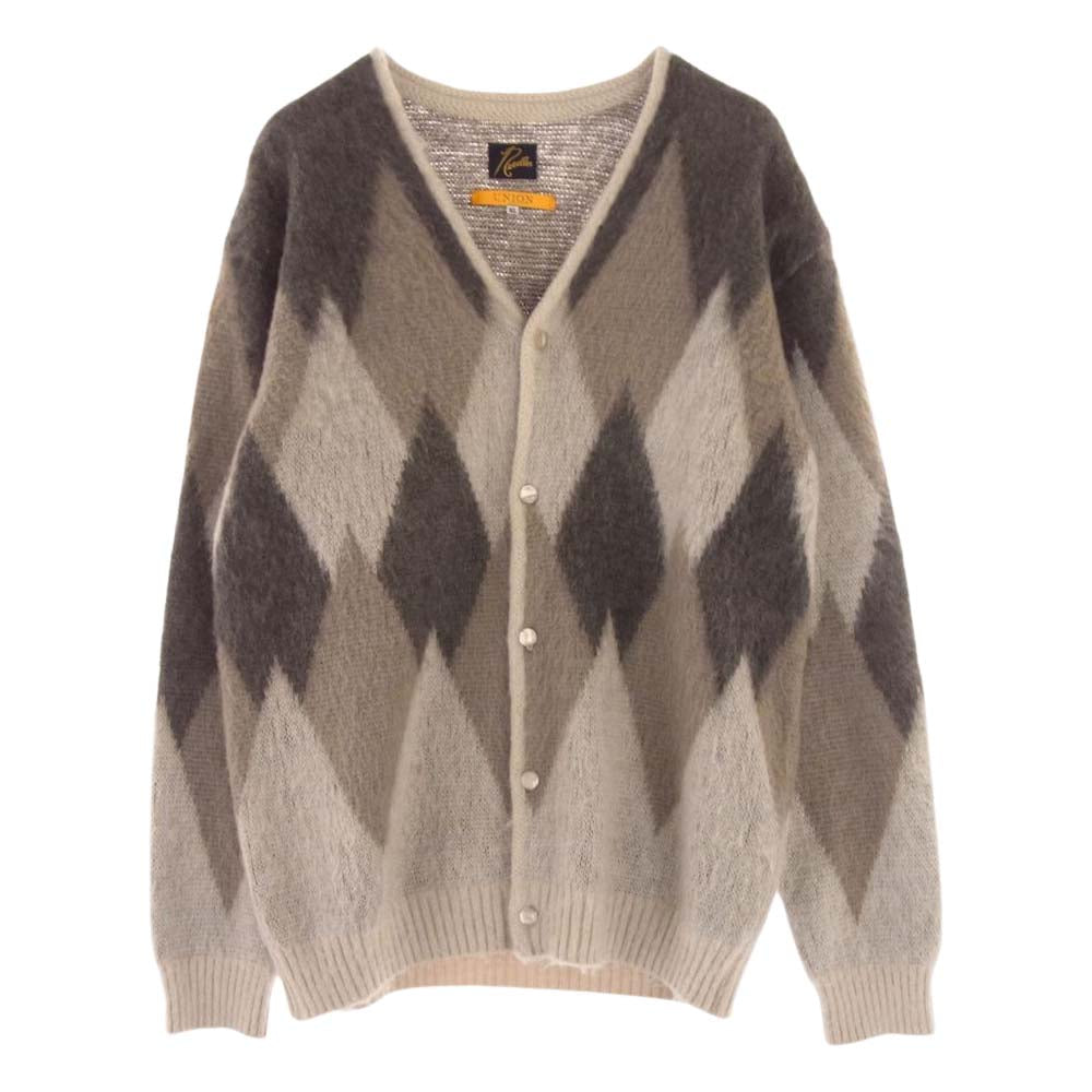 Needles ニードルス 20AW HM380 UNION ユニオン Mohair Cardigan アーガイル モヘア カーディガン  ブラウン系 グレー系 オフホワイト系 XL【中古】