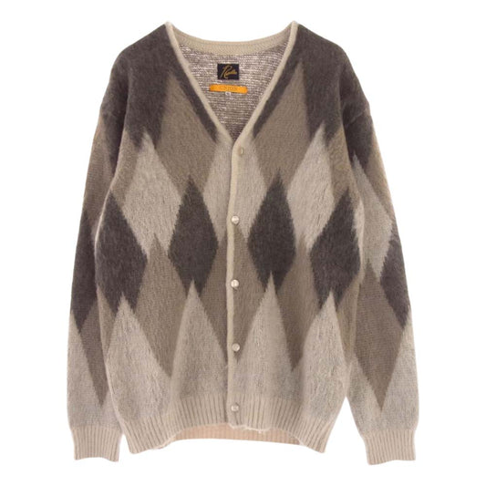 Needles ニードルス 20AW HM380 UNION ユニオン Mohair Cardigan アーガイル モヘア カーディガン  ブラウン系 グレー系 オフホワイト系 XL【中古】