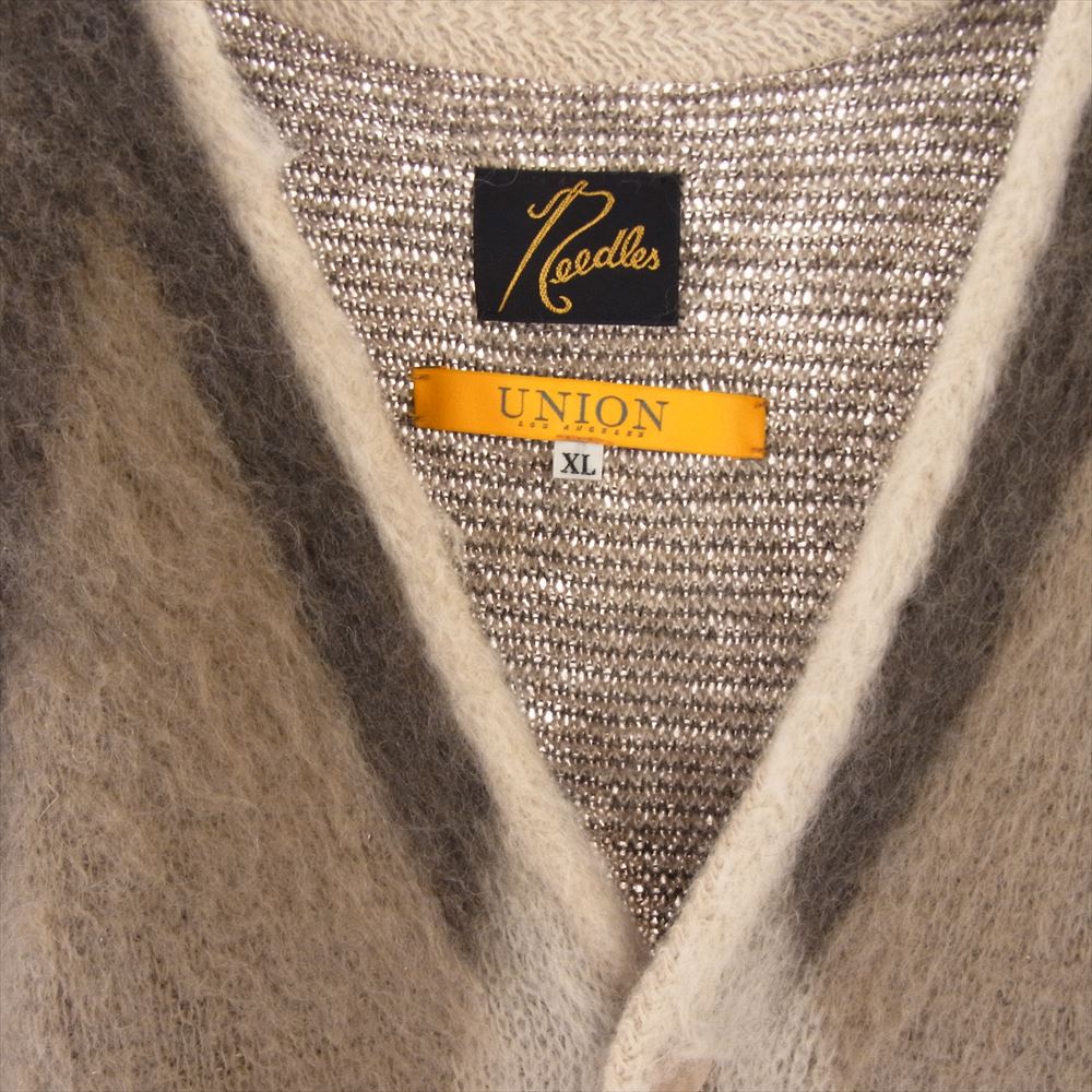 Needles ニードルス 20AW HM380 UNION ユニオン Mohair Cardigan アーガイル モヘア カーディガン  ブラウン系 グレー系 オフホワイト系 XL【中古】