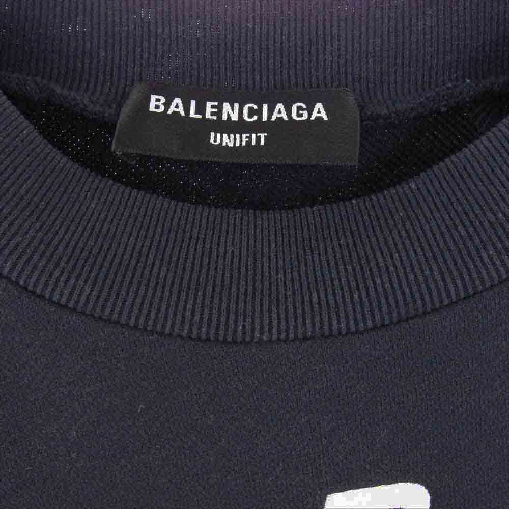BALENCIAGA バレンシアガ 22SS 699217 TMV93 LION CREST SPORTY B ライオンクレスト スポーティB オーバーサイズ クルーネックスウェットトレーナー ネイビー系 レッド系 4【中古】