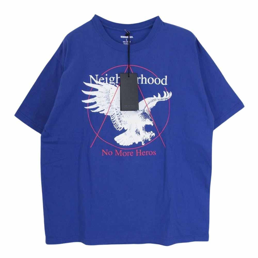 NEIGHBORHOOD ネイバーフッド 24SS 241PCNH-ST24 NH . TEE SS-24 イーグル ロゴ プリント半袖 Tシャツ ブルー系 L【美品】【中古】