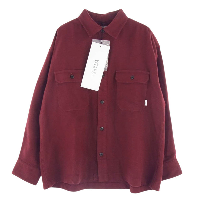 WTAPS ダブルタップス 23AW 232TQDT-SHM03 DECK 02 LS COTTON TWILL コットンツイル ワークシャツ ジャケット エンジ系 X03【美品】【中古】