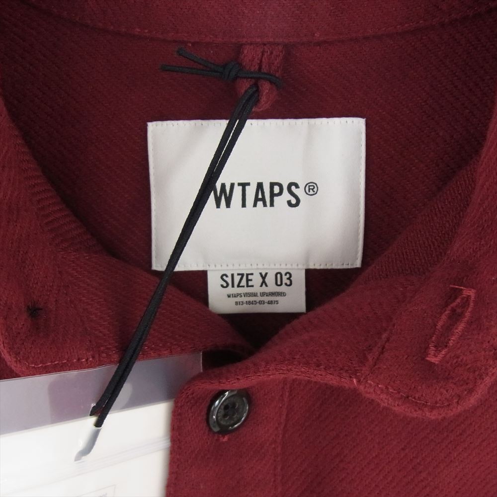 WTAPS ダブルタップス 23AW 232TQDT-SHM03 DECK 02 LS COTTON TWILL コットンツイル ワークシャツ ジャケット エンジ系 X03【美品】【中古】