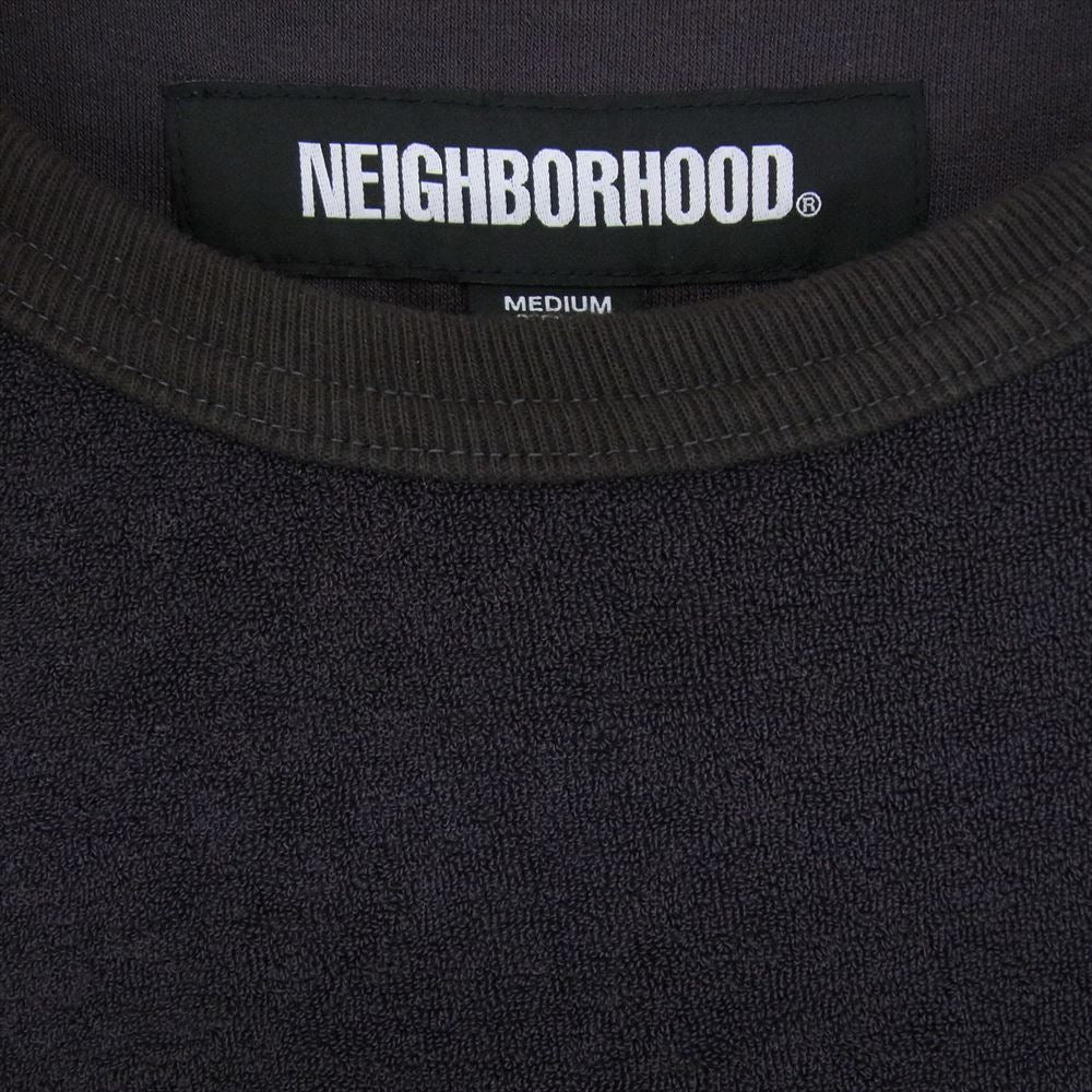 NEIGHBORHOOD ネイバーフッド 24SS 241FPNH-CSM07 PILE CREWNECK SS ロゴ刺繍 パイル地 ショートスリーブ クルーネック 半袖 カットソー ブラック系 M【美品】【中古】