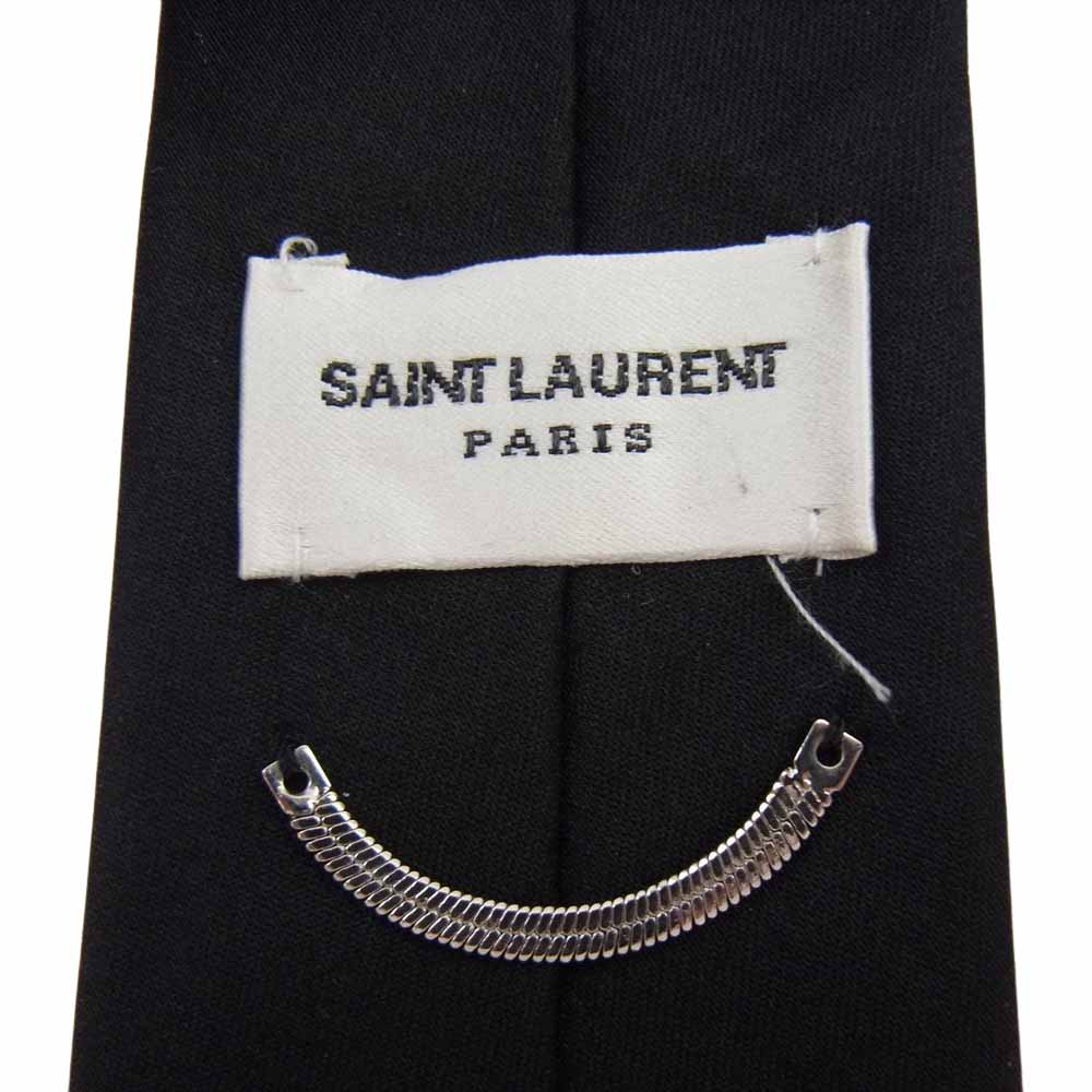 SAINT LAURENT サンローラン 747247 3Y011 イタリア製 シルク ナロー ネクタイ ブラック系【中古】