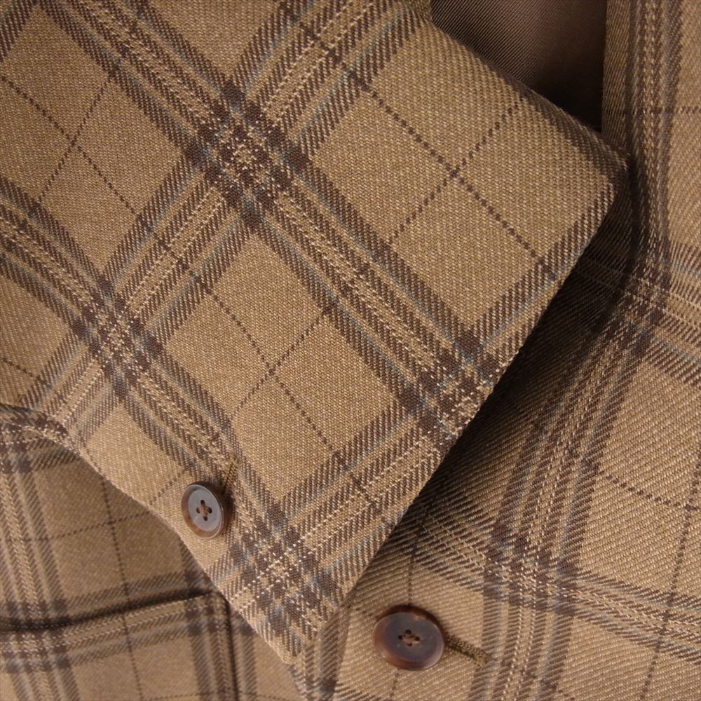 AURALEE オーラリー 19AW A9AJ05SC WOOL SERGE CHECK NO COLLAR JACKET ウール サージ チェック ノーカラー ジャケット ブラウン系 size0【美品】【中古】