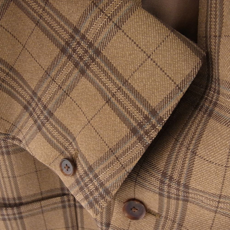 AURALEE オーラリー 19AW A9AJ05SC WOOL SERGE CHECK NO COLLAR JACKET ウール サージ チェック ノーカラー ジャケット ブラウン系 size0【美品】【中古】