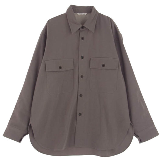 AURALEE オーラリー A9AS03MX WOOL MAX GABARDINE SHIRTS ウール マックス ギャバジン シャツ ベージュ系 4【美品】【中古】