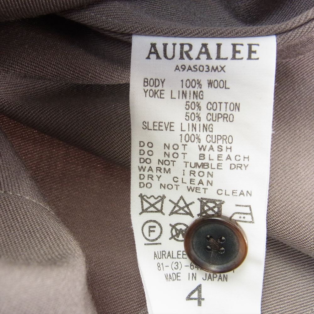 AURALEE オーラリー A9AS03MX WOOL MAX GABARDINE SHIRTS ウール マックス ギャバジン シャツ ベージュ系 4【美品】【中古】