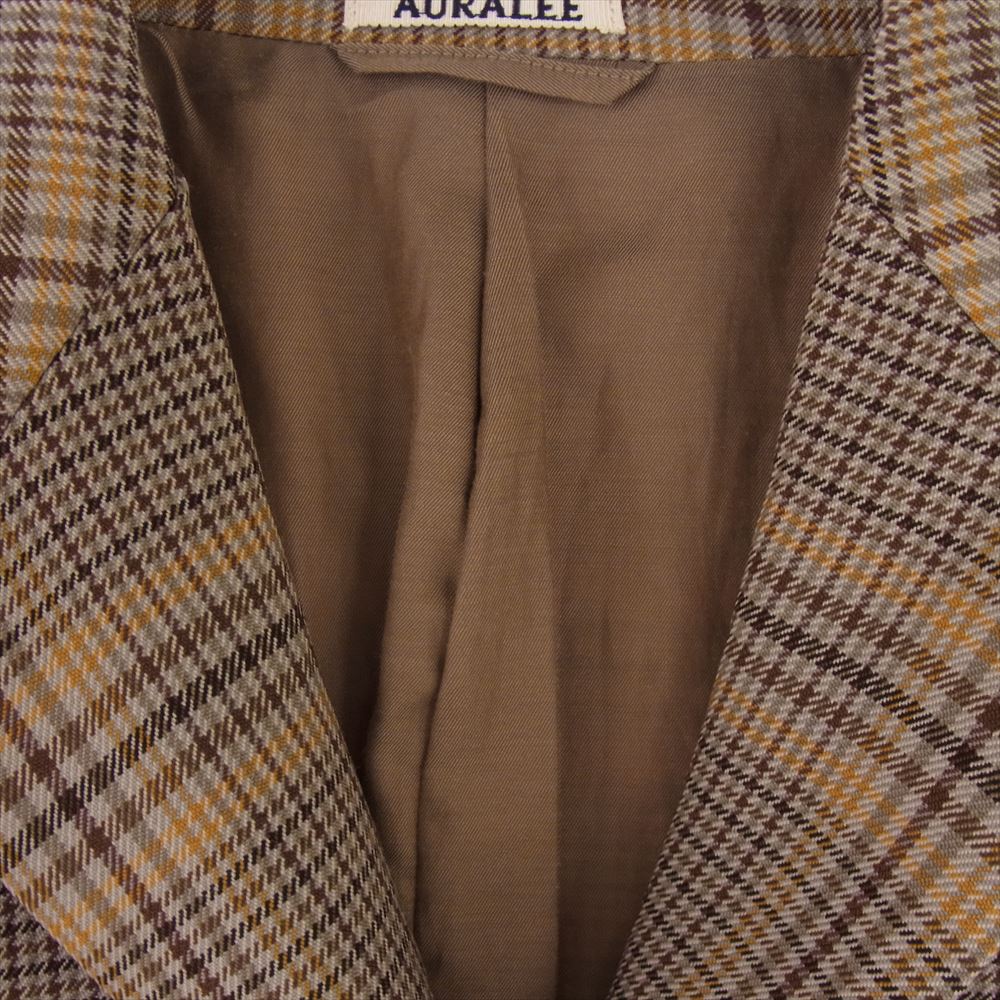 AURALEE オーラリー A9AJ01SC WOOL SERGE CHECK JACKET ウール サージ チェック テーラード ジャケット ブラウン系 4【美品】【中古】