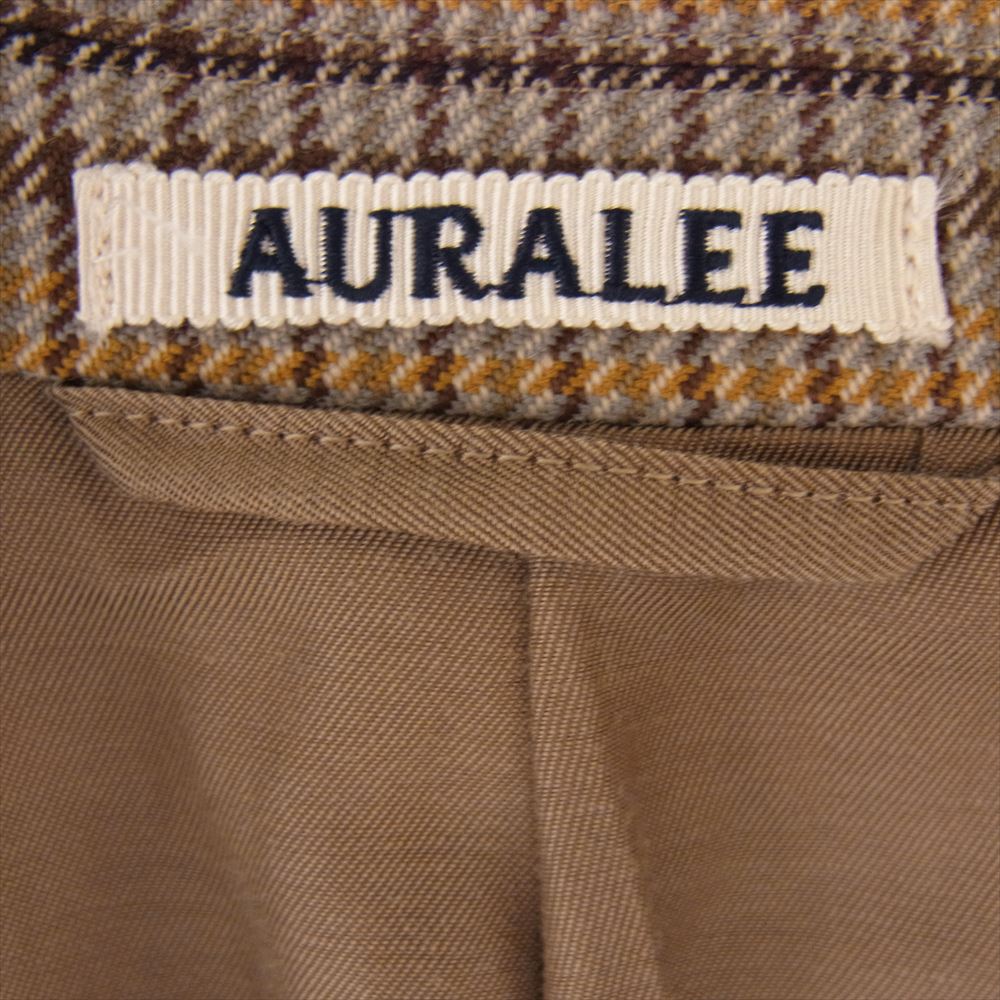 AURALEE オーラリー A9AJ01SC WOOL SERGE CHECK JACKET ウール サージ チェック テーラード ジャケット ブラウン系 4【美品】【中古】