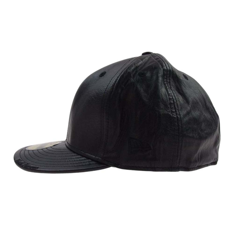 Supreme シュプリーム 07AW × NEW ERA Leather Side Logo Cap サイドロゴ レザー ベースボール キャップ ブラック系 59.6cm【中古】