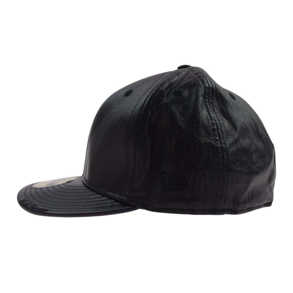 Supreme シュプリーム 07AW × NEW ERA Leather Side Logo Cap サイドロゴ レザー ベースボール キャップ ブラック系 59.6cm【中古】