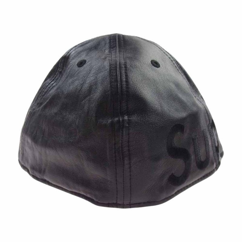 Supreme シュプリーム 07AW × NEW ERA Leather Side Logo Cap サイドロゴ レザー ベースボール キャップ ブラック系 59.6cm【中古】