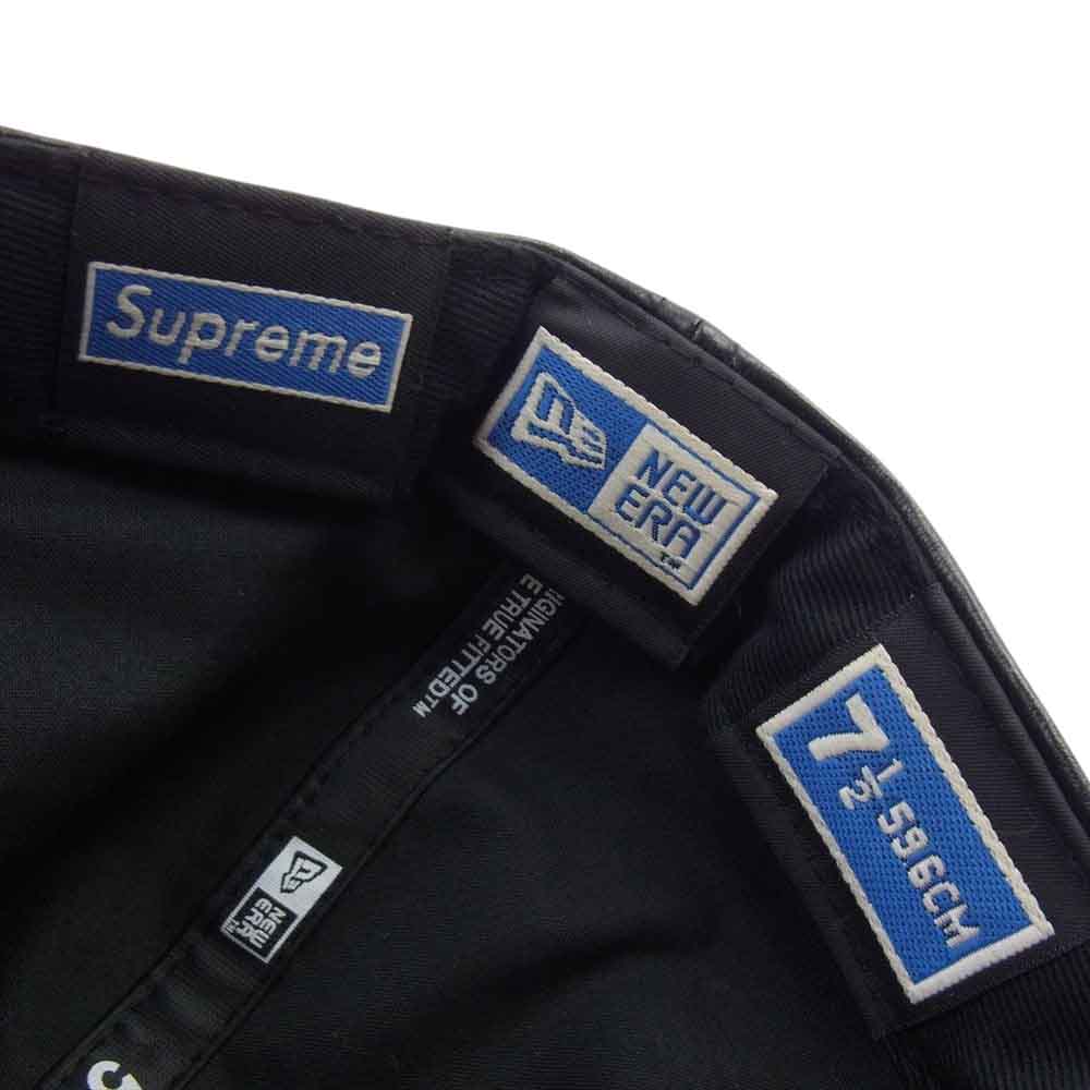 Supreme シュプリーム 07AW × NEW ERA Leather Side Logo Cap サイドロゴ レザー ベースボール キャップ ブラック系 59.6cm【中古】