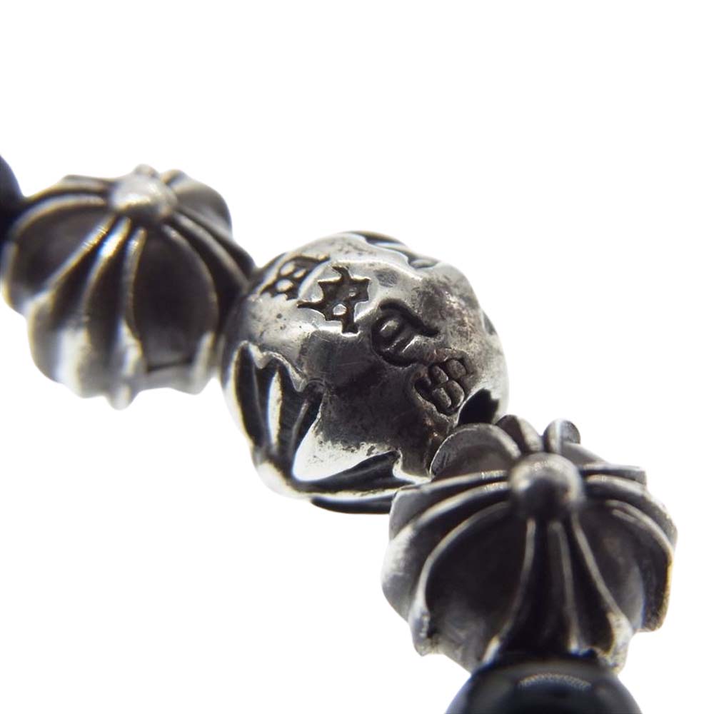 CHROME HEARTS クロムハーツ（原本無） BEADS RING クロスボール ビーズリング ブラック系 シルバー系 3号【中古】
