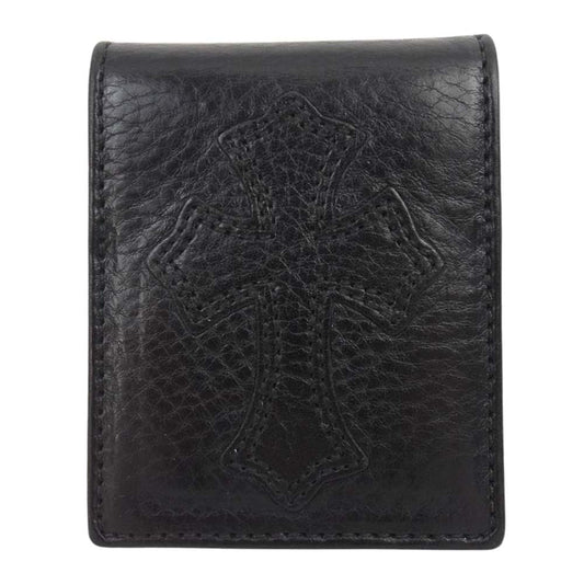 CHROME HEARTS クロムハーツ（原本無） MEMO HOLDER MINI CHクロスパッチ レザー メモホルダー カバー ブラック系【中古】