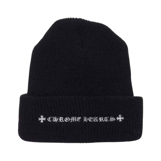 CHROME HEARTS クロムハーツ（原本無） 2238-304-4100 国内正規品 WOOL WATCH CAP CHプラス 刺繍 ウール ワッチキャップ ビーニー ニットキャップ ブラック系 OS【中古】