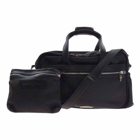 CHROME HEARTS クロムハーツ（原本無） ダイパーバッグ プレーン マザーズバック ポーチ付 2WAY ショルダー ボストンバッグ ブラック系【中古】