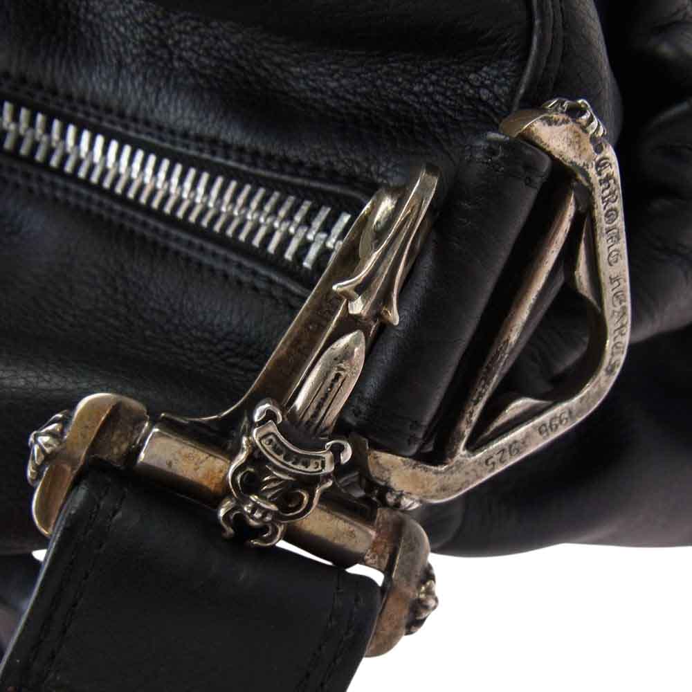 CHROME HEARTS クロムハーツ（原本無） ダイパーバッグ プレーン マザーズバック ポーチ付 2WAY ショルダー ボストンバッグ ブラック系【中古】