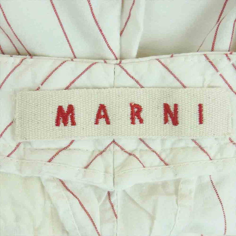 MARNI マルニ ストライプ ストレート パンツ オフホワイト系 レッド系 38【中古】