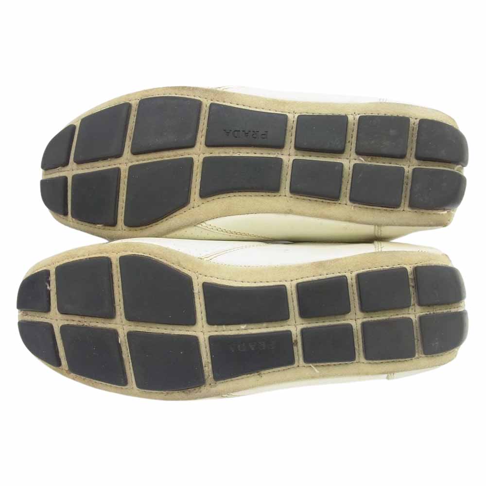 PRADA プラダ 1P6532 ベルクロ ローカット ドライビング シューズ スニーカー ベージュ系 36.5【中古】
