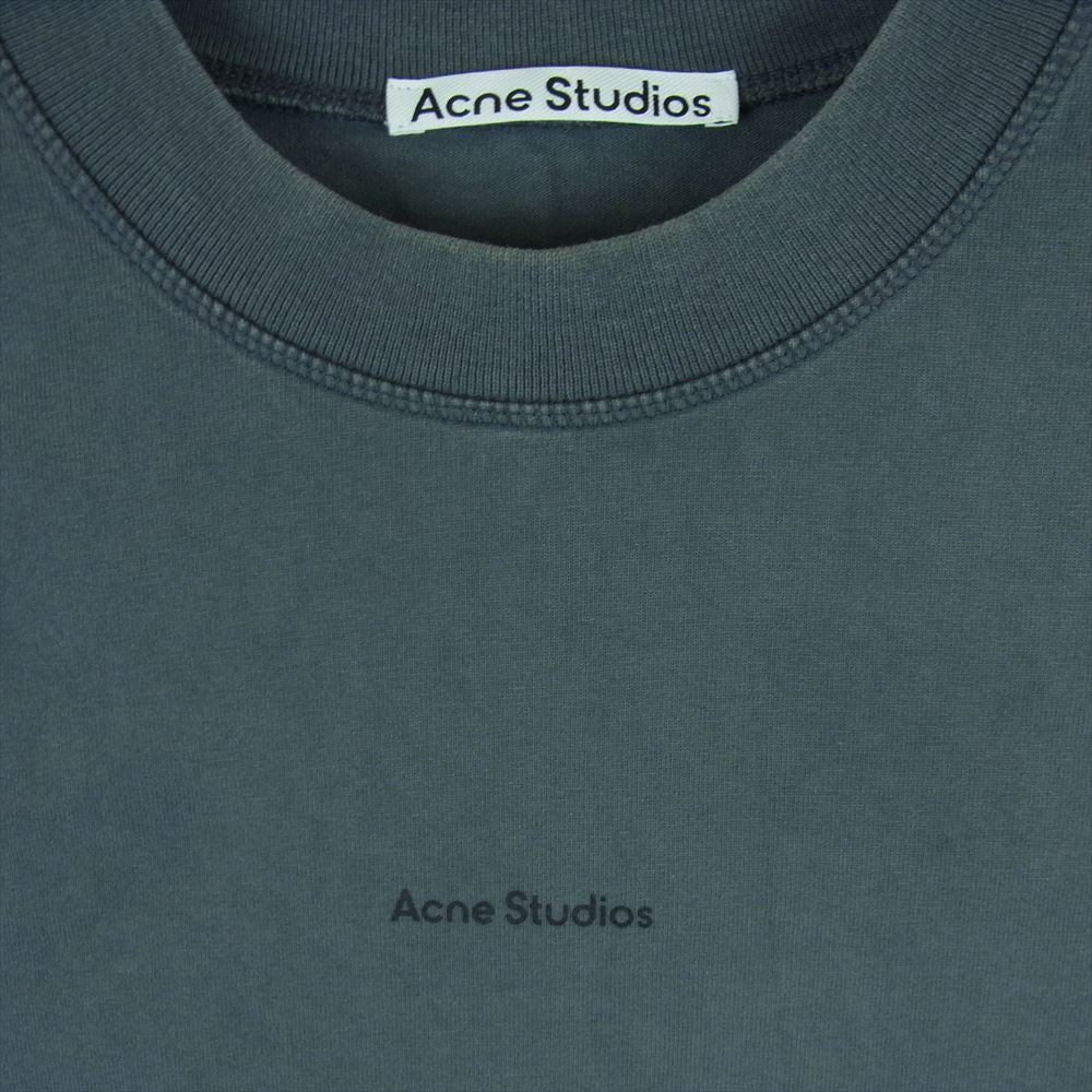 ACNE STUDIOS アクネストゥディオズ FN-MN-TSHI000279 ちびロゴ 炭黒 長袖 クルーネック Tシャツ カットソー グレー系 S【中古】