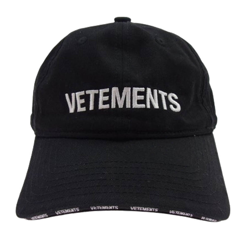 VETEMENTS ヴェトモン UE52CA100B ロゴ 刺繍 ベースボール キャップ 帽子 ブラック系【中古】