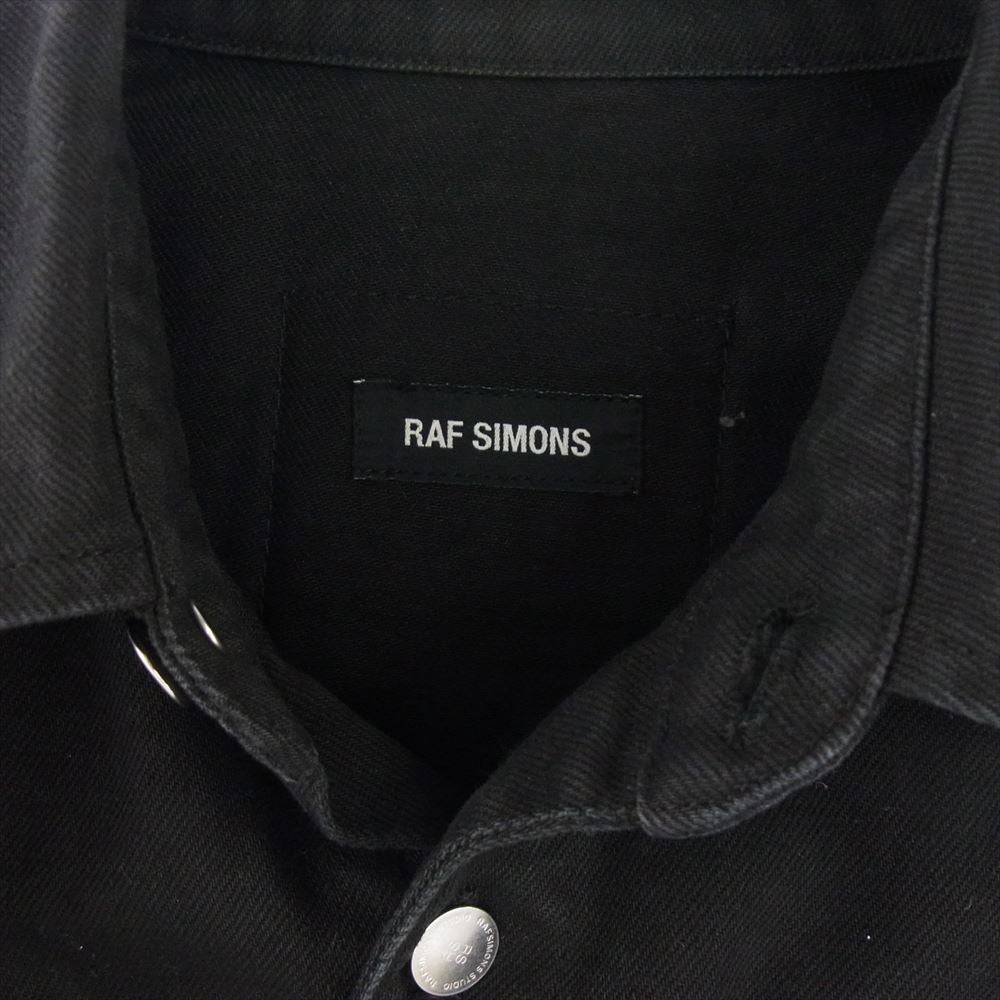 RAF SIMONS ラフシモンズ 21AW MOD.212-M245 Big fit denim shirt ロゴパッチ ビッグフィット デニム シャツ ブラック系 XS【中古】