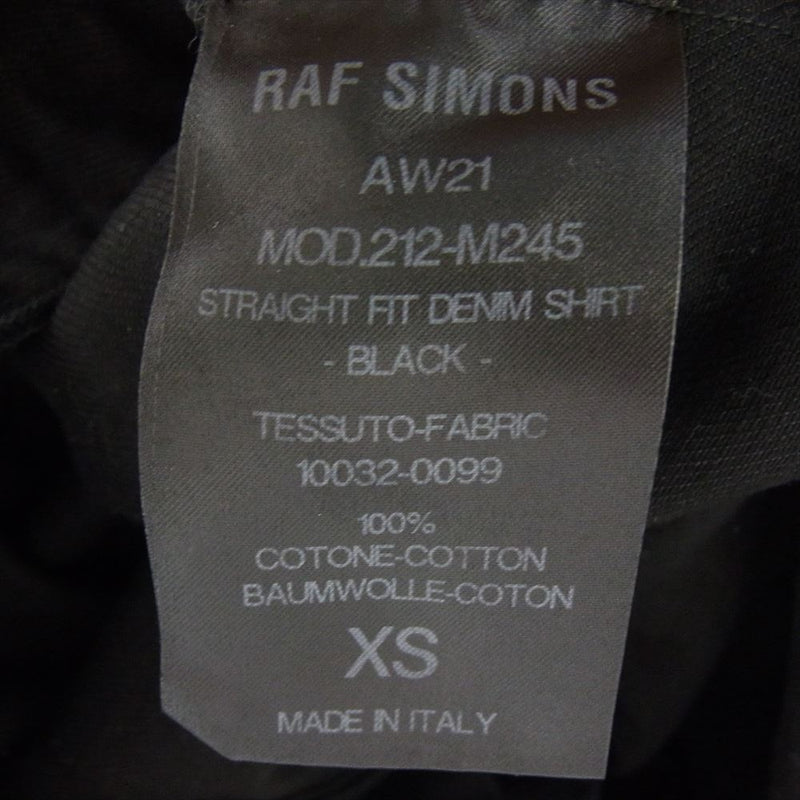 RAF SIMONS ラフシモンズ 21AW MOD.212-M245 Big fit denim shirt ロゴパッチ ビッグフィット デニム シャツ ブラック系 XS【中古】