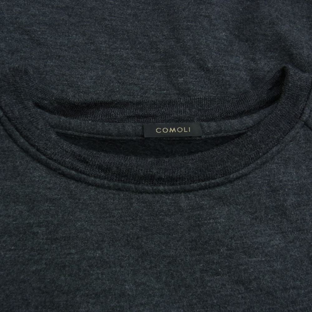 COMOLI コモリ 23AW Y03-05010 W/C/Si ウール カシミヤ シルク 長袖クルー クルーネック スウェット トレーナー チャコール グレー系 2【中古】