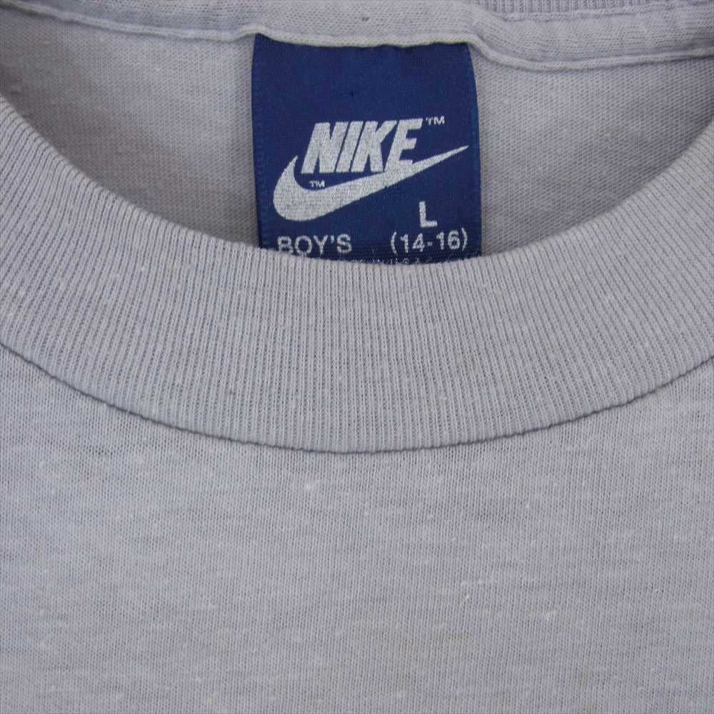 NIKE ナイキ 80s 紺タグ USA製 子供用 キッズ ロゴ 長袖 Tシャツ グレー系 L【中古】