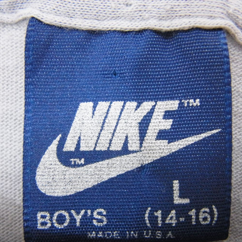 NIKE ナイキ 80s 紺タグ USA製 子供用 キッズ ロゴ 長袖 Tシャツ グレー系 L【中古】