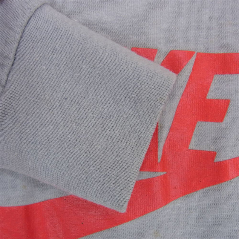 NIKE ナイキ 80s 紺タグ USA製 子供用 キッズ ロゴ 長袖 Tシャツ グレー系 L【中古】