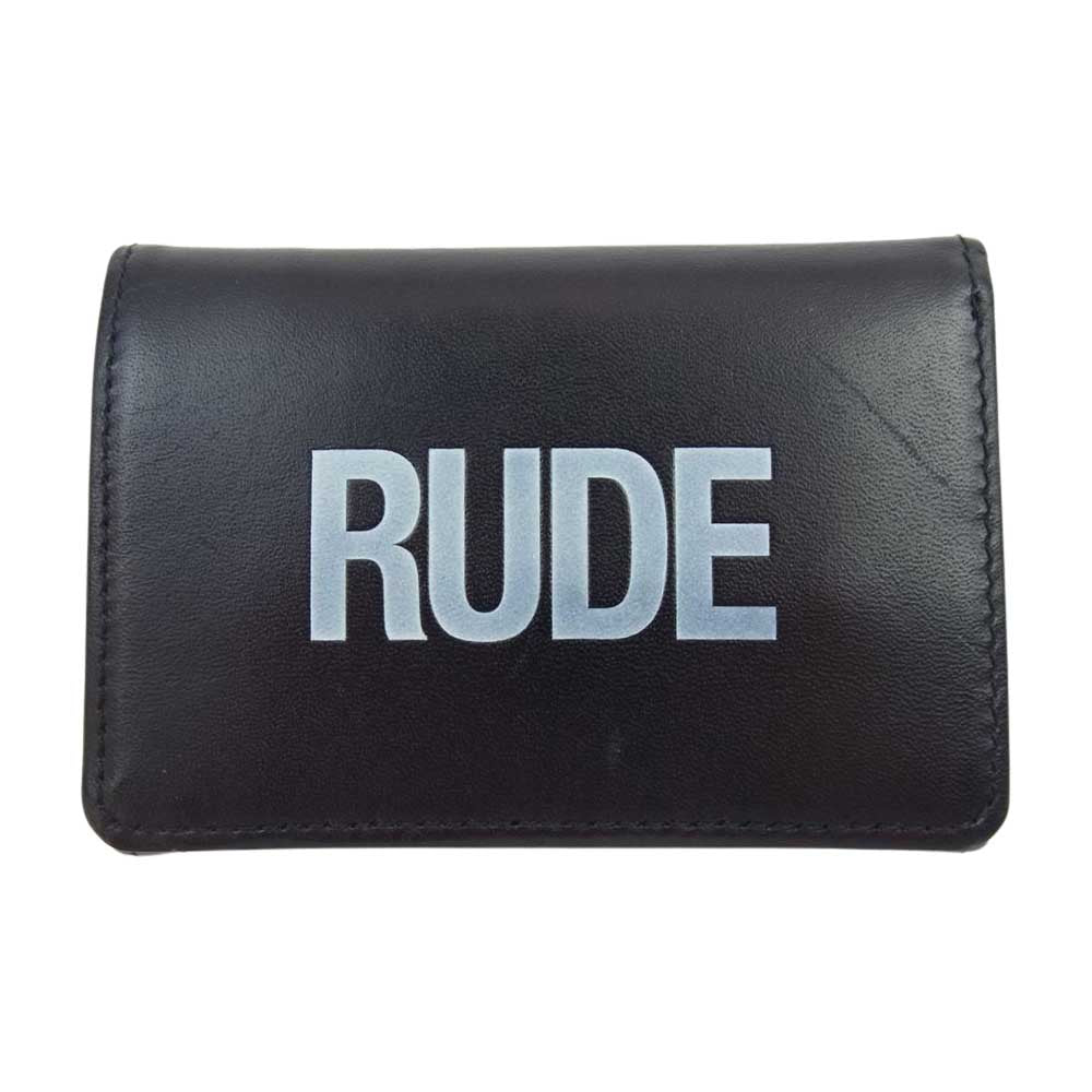 RUDE GALLERY ルードギャラリー RUDE ロゴ プリント コンパクト ウォレット ミニ 財布 ブラック系【中古】