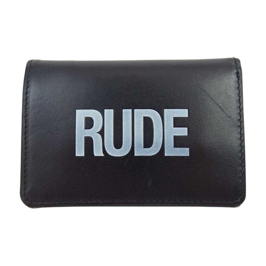 RUDE GALLERY ルードギャラリー RUDE ロゴ プリント コンパクト ウォレット ミニ 財布 ブラック系【中古】