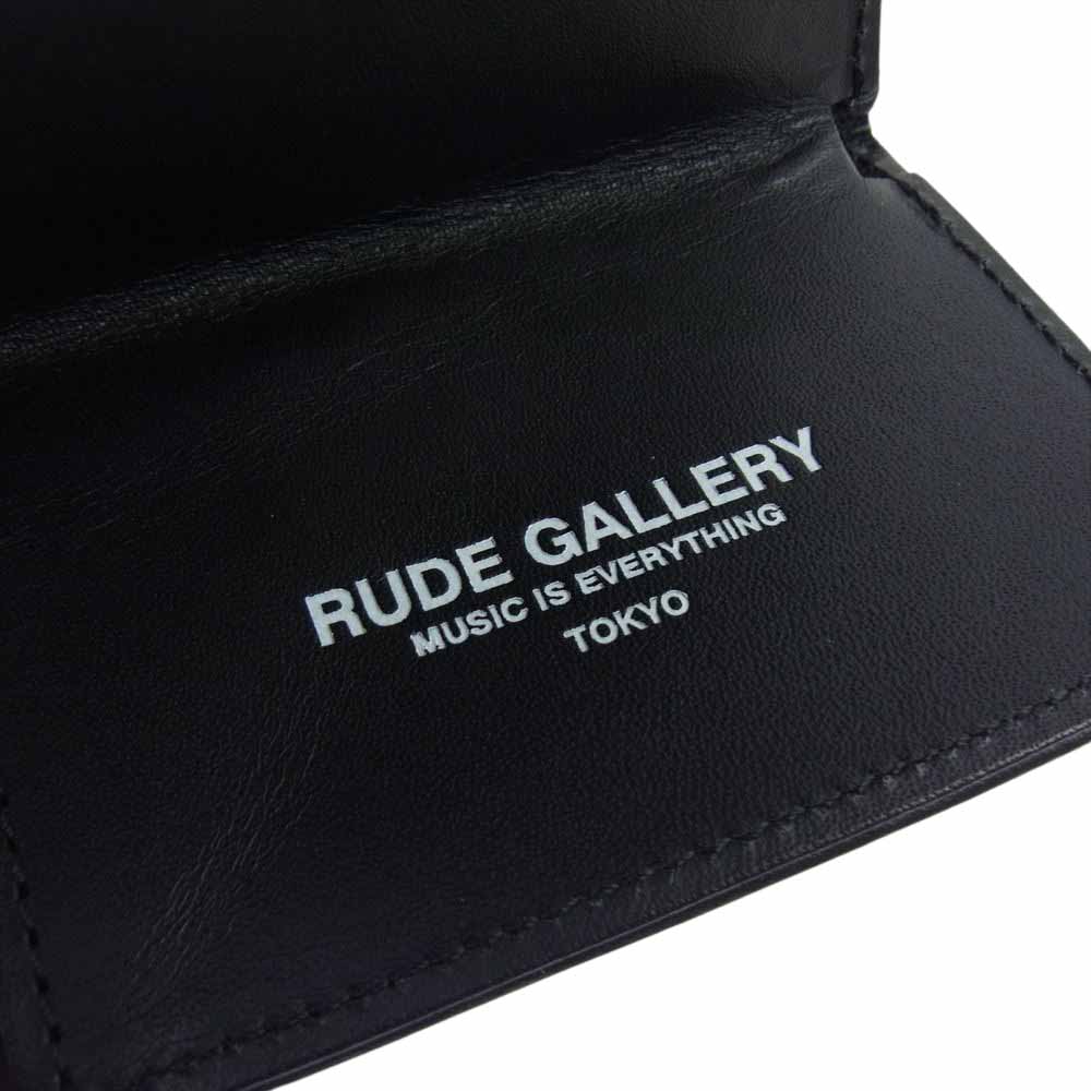 RUDE GALLERY ルードギャラリー RUDE ロゴ プリント コンパクト ウォレット ミニ 財布 ブラック系【中古】