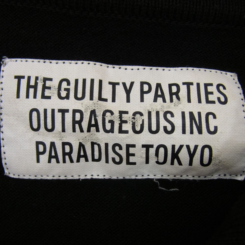 WACKO MARIA ワコマリア 18SS 18SS-WMK-KN19 GUILTY PARTIES ロゴ刺繍 シルク混 半袖 ニット ポロシャツ ブラック系 S【中古】