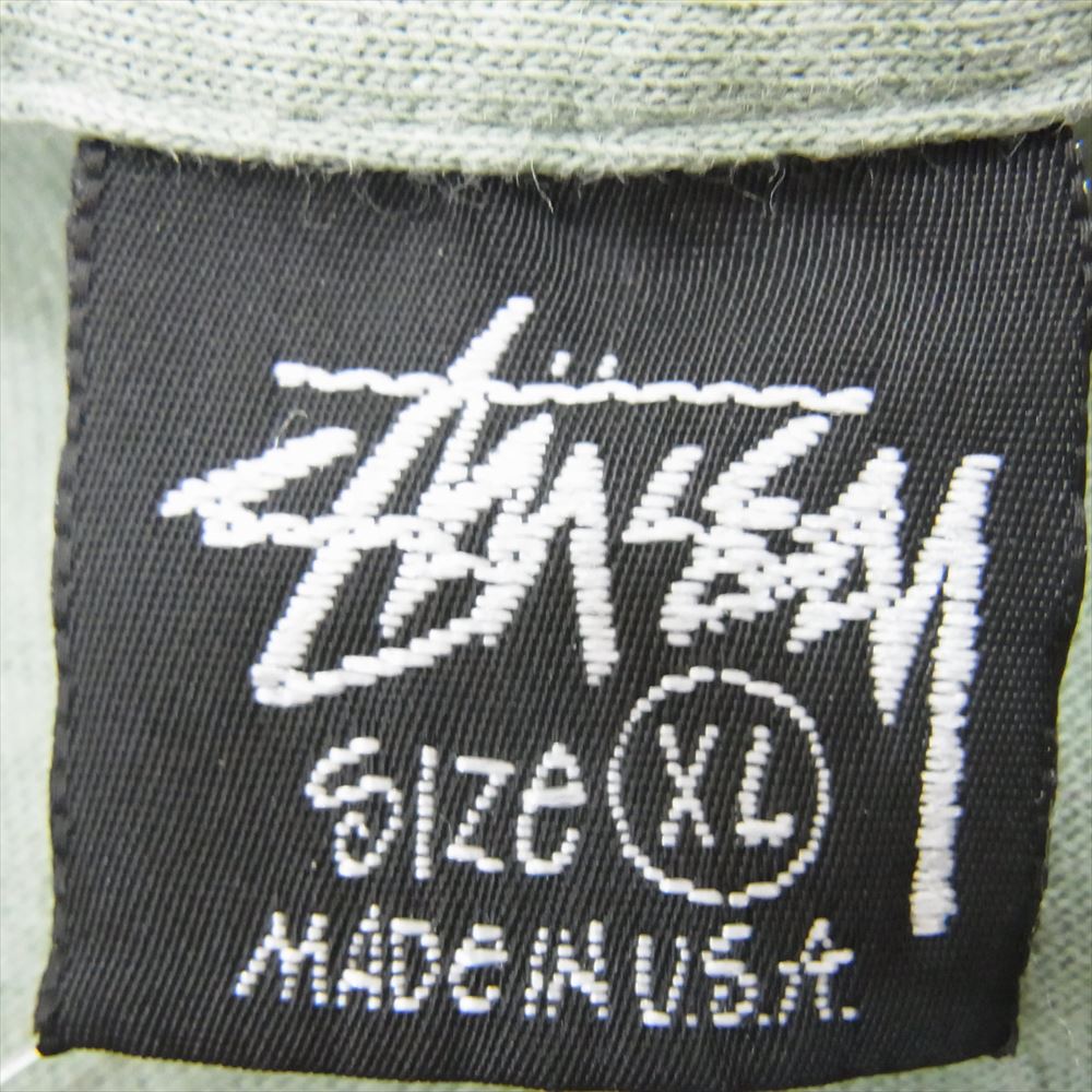 STUSSY ステューシー 80S USA製 OLD アメリカ製 オールド 黒タグ 初期 ドラゴン バック プリント 半袖 Tシャツ TEE グリーン系 XL【中古】