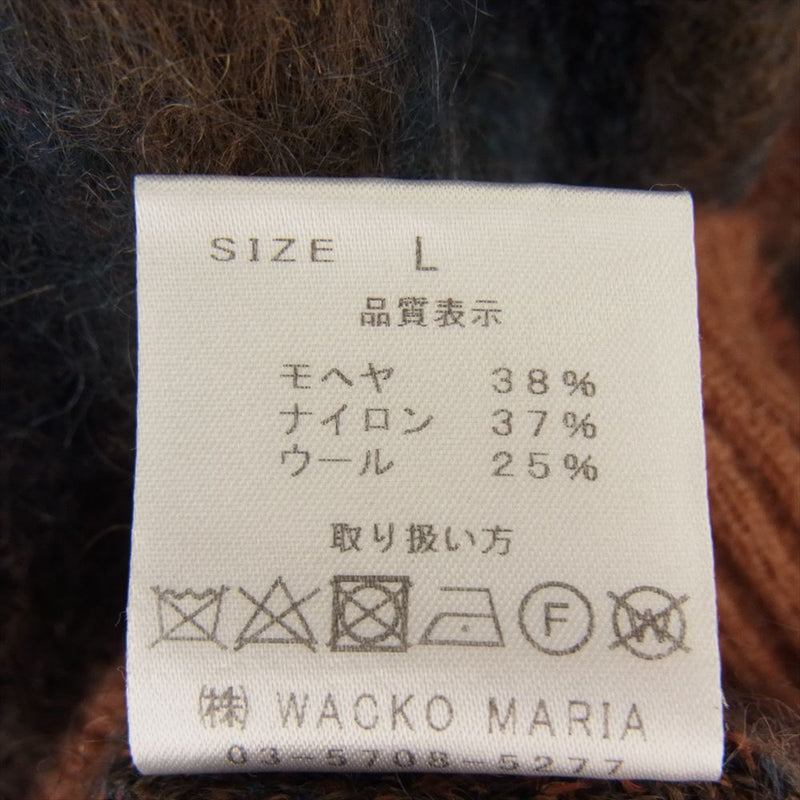 WACKO MARIA ワコマリア 21AW 21FW-WMK-KN16 DIAMOND MOHAIR CARDIGAN ダイアモンド モヘヤ カーディガン オレンジ系 L【中古】