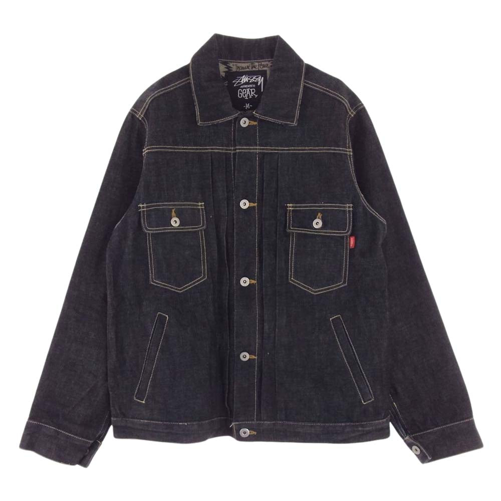 STUSSY ステューシー Authentic GEAR オーセンティックギア 裏地総柄 吹き出し柄 デニム ジャケット インディゴブルー系 M【中古】