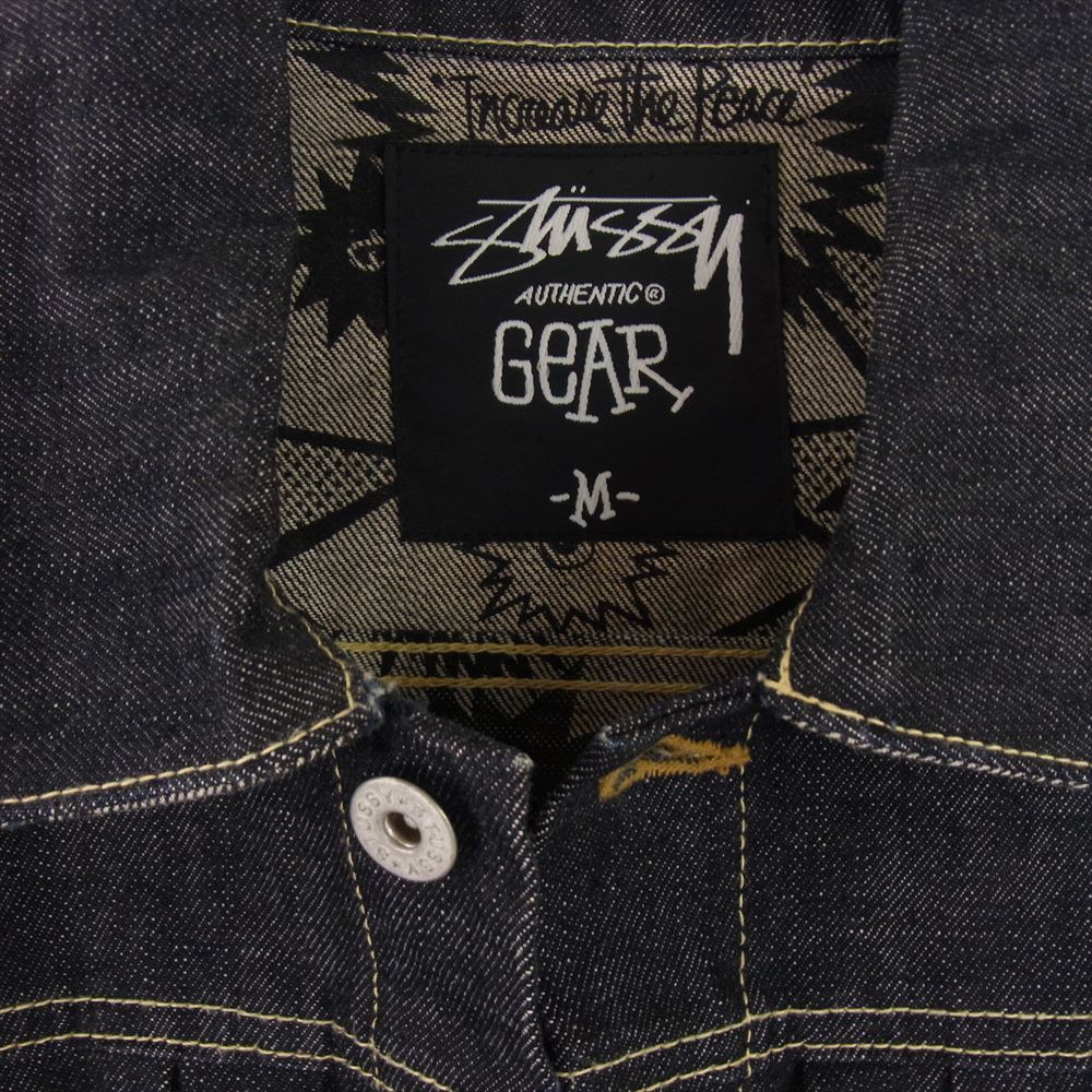 STUSSY ステューシー Authentic GEAR オーセンティックギア 裏地総柄 吹き出し柄 デニム ジャケット インディゴブルー系 M【中古】