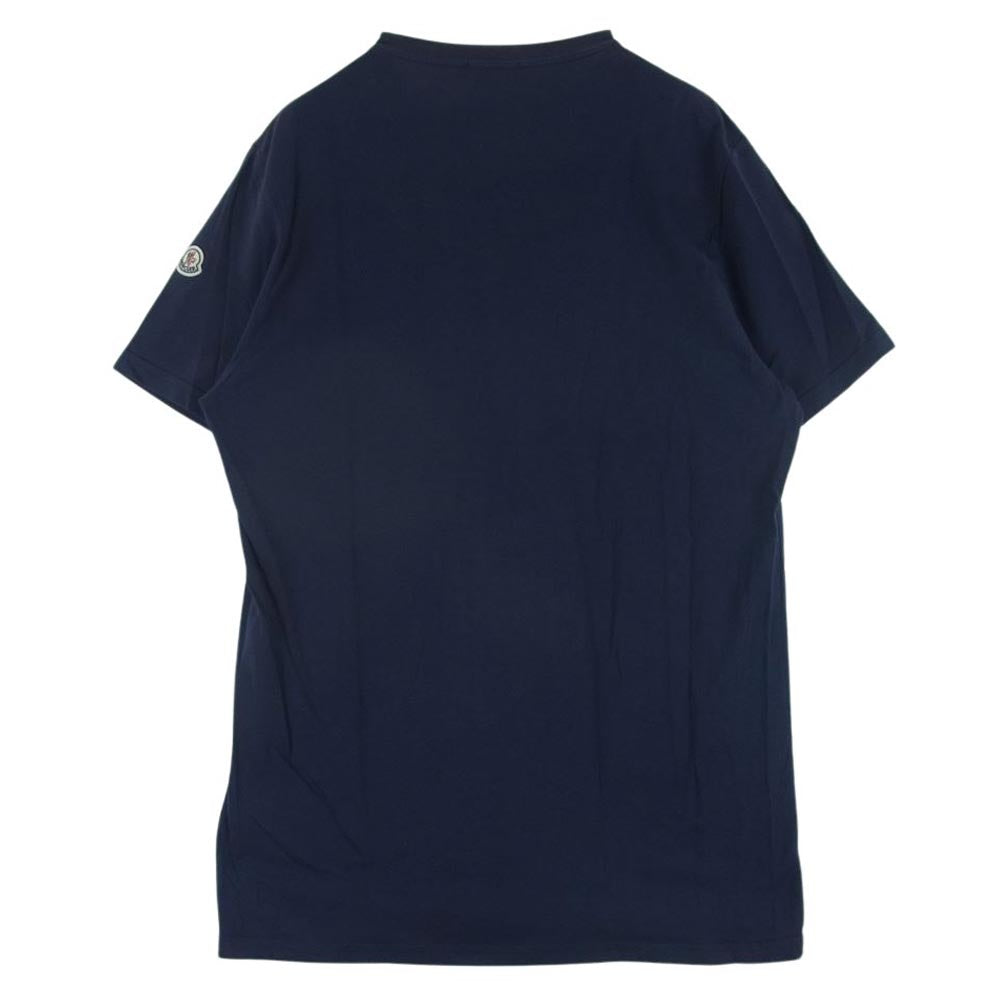 MONCLER モンクレール B10918007450 国内正規品 MAGLIA T-SHIRT モザイクロゴプリント マリア クルーネック 半袖 Tシャツ ネイビー系 L【中古】