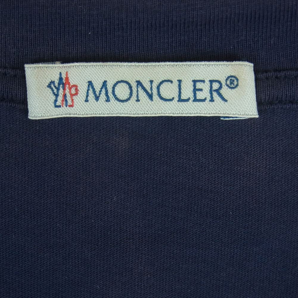 MONCLER モンクレール B10918007450 国内正規品 MAGLIA T-SHIRT モザイクロゴプリント マリア クルーネック 半袖 Tシャツ ネイビー系 L【中古】