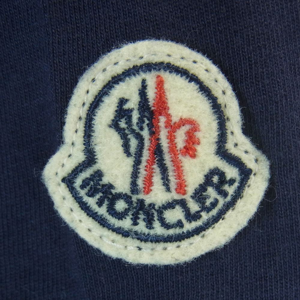 MONCLER モンクレール B10918007450 国内正規品 MAGLIA T-SHIRT モザイクロゴプリント マリア クルーネック 半袖 Tシャツ ネイビー系 L【中古】