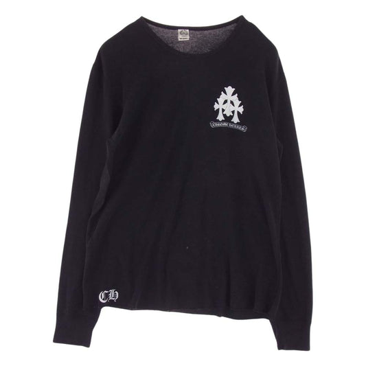 CHROME HEARTS クロムハーツ（原本無） XLサイズ セメタリークロスプリント ワッフル クルーネック 長袖 Tシャツ カットソー ブラック系 XL【中古】