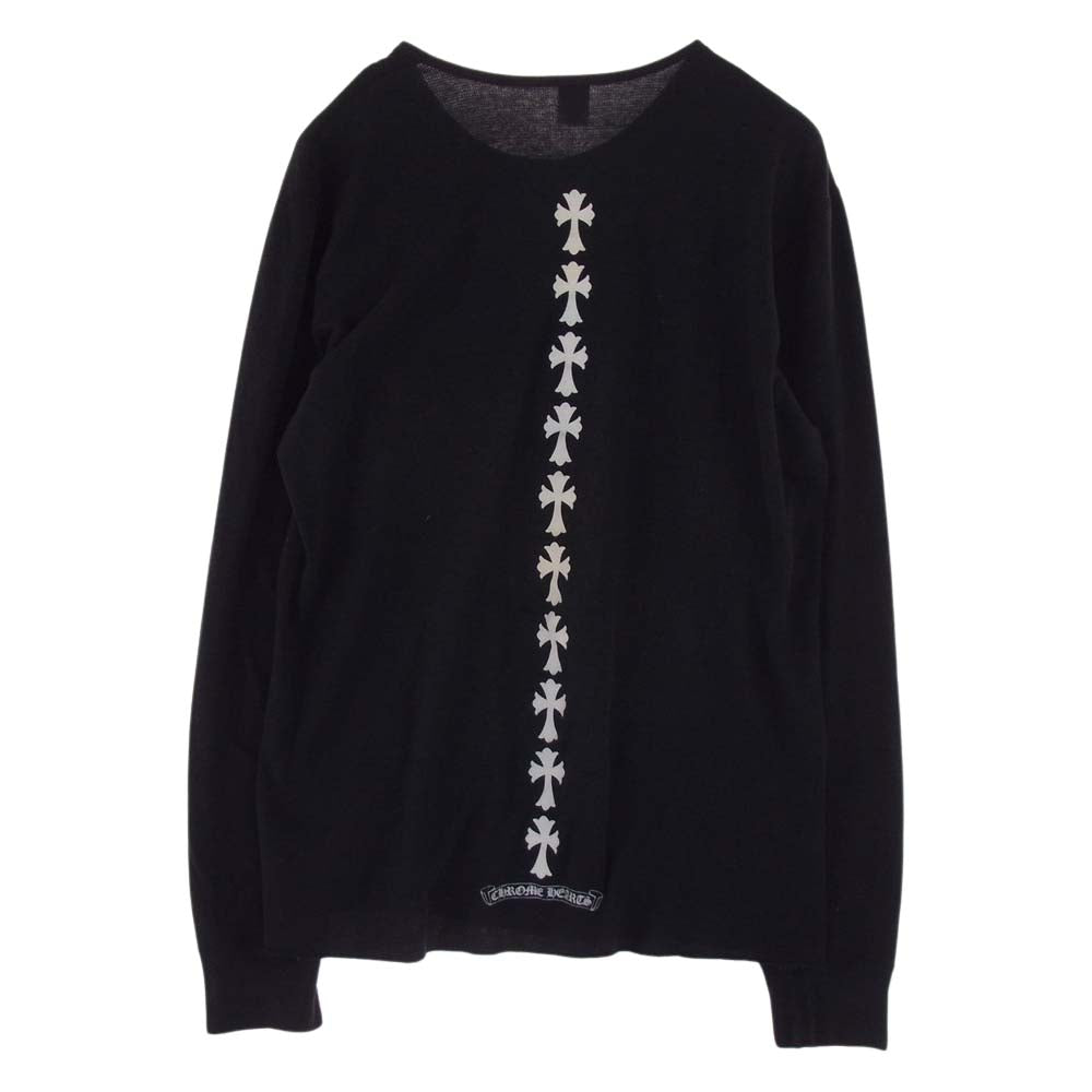 CHROME HEARTS クロムハーツ（原本無） XLサイズ セメタリークロスプリント ワッフル クルーネック 長袖 Tシャツ カットソー ブラック系 XL【中古】