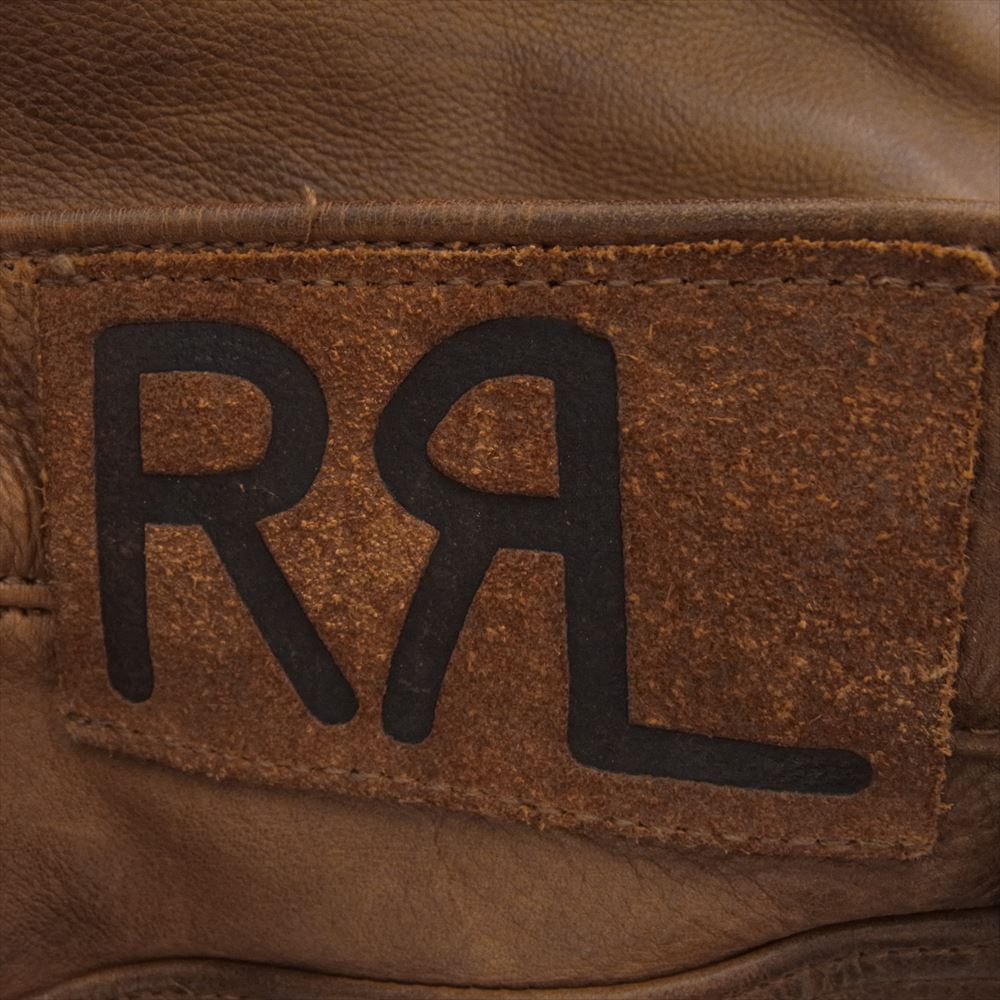 RRL ダブルアールエル PP-RD-YW-3810 牛革 レザー バイカー パンツ ブラウン系 28/30【中古】